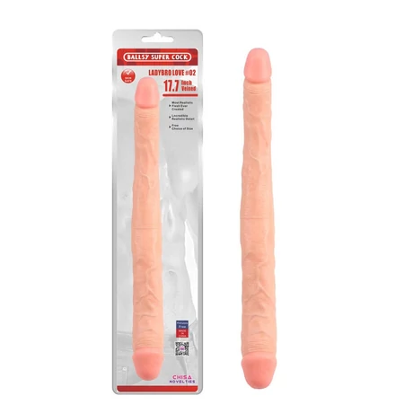 Chisa Novelties - Ladybro Love #02 -  duplavégű élethű dildó (natúr)