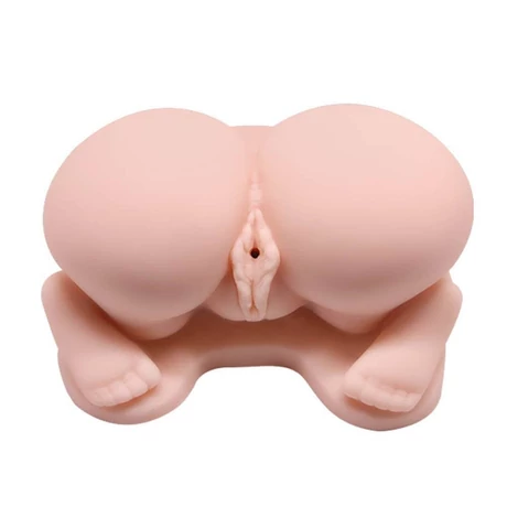 Crazy Bull - Men's Masturbator with Bullet 4 - élethű vagina és ánusz maszturbátor dupla wired vibrotojással (natúr)