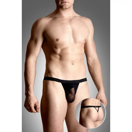 Softline - Mens Thongs 4494 - erotikus, hálós férfi tanga (M/L) - fekete