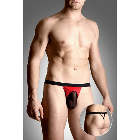 Softline - Mens Thongs 4494 - erotikus, hálós férfi tanga (M/L) - piros