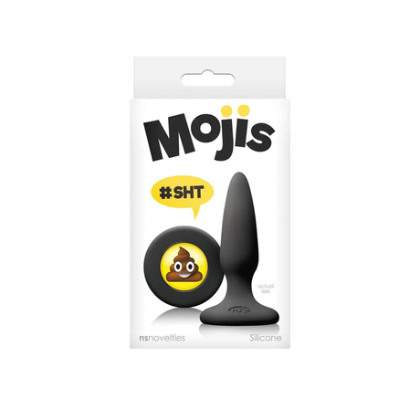 NS Toys - Moji's - #SHT - rögzíthető, szilikon análkúp díszített talppal (8cm) - fekete