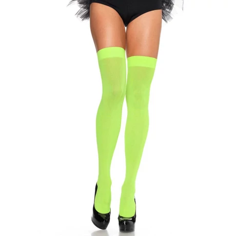Leg Avenue - Nylon Over The Knee - szexi combfix (O/S) - neon-zöld