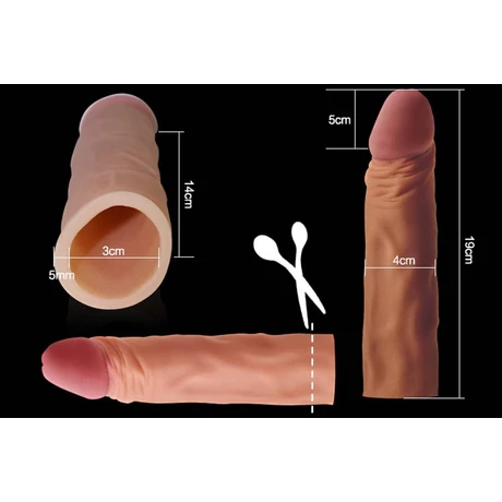 Lovetoy - Pleasure X-Tender Penis Sleeve #4 - élethű péniszköpeny (19cm) - barna