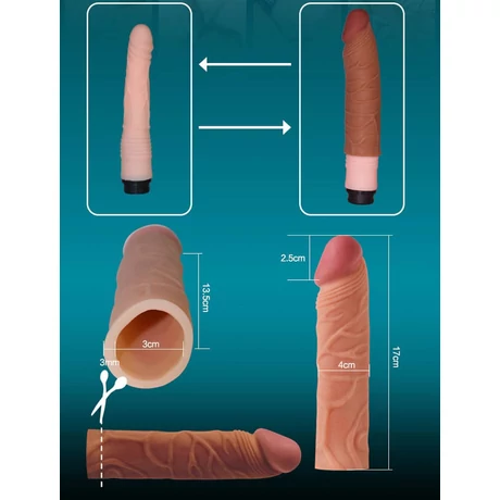Lovetoy - Pleasure X-Tender Penis Sleeve #2 - élethű péniszköpeny (17cm) - barna