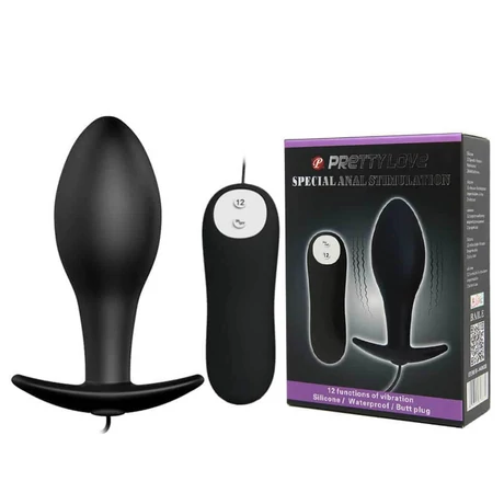 Pretty Love - Vibrating Anal Stimulation Plug 1 - 12 funkciós, távirányítású vibrációs análdugó (fekete)