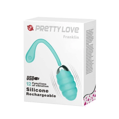 Pretty Love - Franklin - 12 funkciós, szilikon vibrotojás (USB) - türkiz