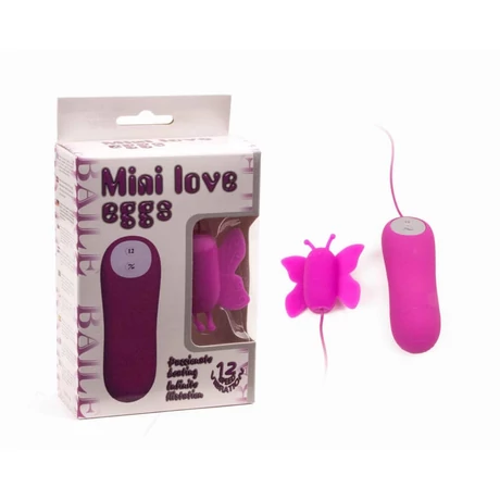 Baile - Mini Love Eggs - 12 funkciós, wired, pillangó alakú csiklóizgató vibrátor (pink)