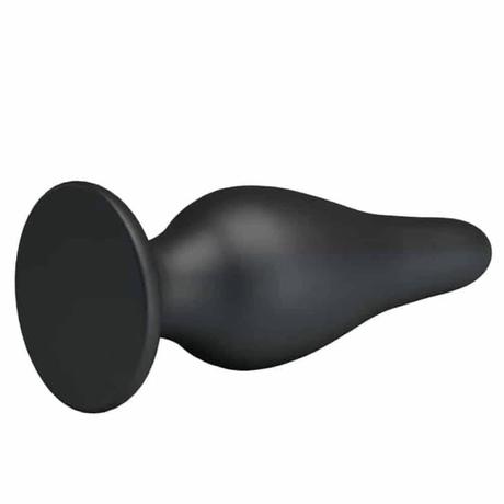 Pretty Love - Sturdy Silicone Anal Plug - rögzíthető, szilikon análkúp (fekete)