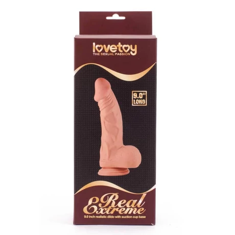 Lovetoy - 9&quot; Real Extreme Dildo #3 - rögzíthető, élethű, herés dildó (23cm) - natúr