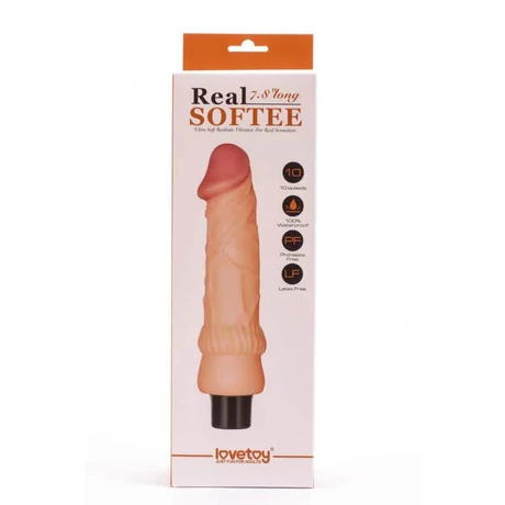 Lovetoy - Real Softee Vibrating Dildo #2 - 10 funkciós, élethű vibrátor (20cm) - natúr