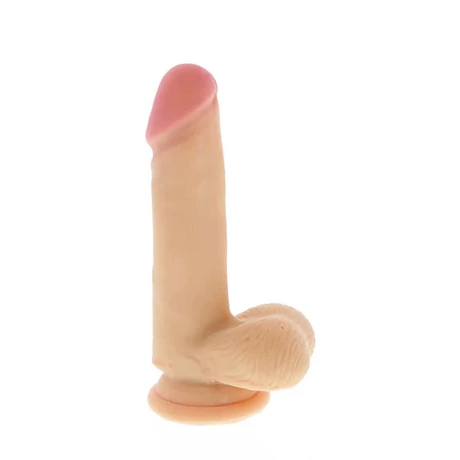 RealStuff - Super Realistic Cock with Balls - rögzíthető, élethű, herés dildó (16cm) - natúr