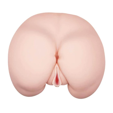 Debra - Realistic Masturbator Vagina &amp; Ass - melegítő funkciós, élethű vagina és ánusz maszturbátor wired vibrotojással (natúr)