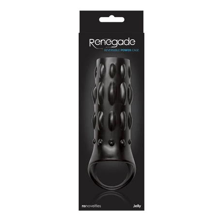 NS Toys - Renegade Reversible Power Cage - nyitott péniszköpeny heregyűrűvel (fekete)