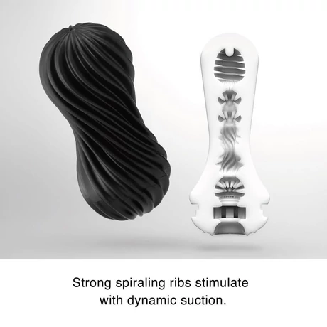 Tenga - Flex Rocky Black - prémium maszturbátor (fekete)