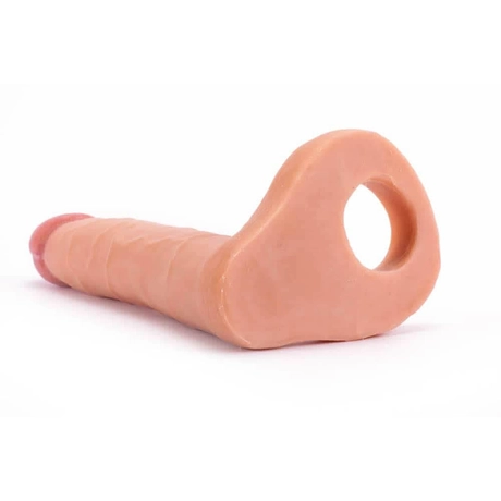 Lovetoy - 6,25" The Ultra Soft Double #2 - felcsatolható, élethű dildó péniszgyűrűvel (15,9cm) - natúr