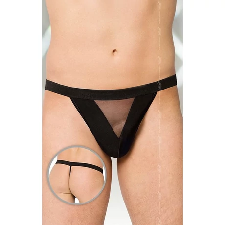 Softline - Thong 4426 - erotikus, hálós férfi tanga (S/L) - fekete