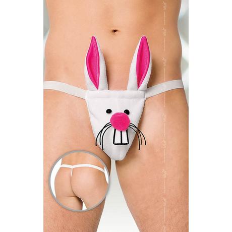 Softline - Thong 4442 - húsvéti nyuszis férfi tanga (S/L) - fehér