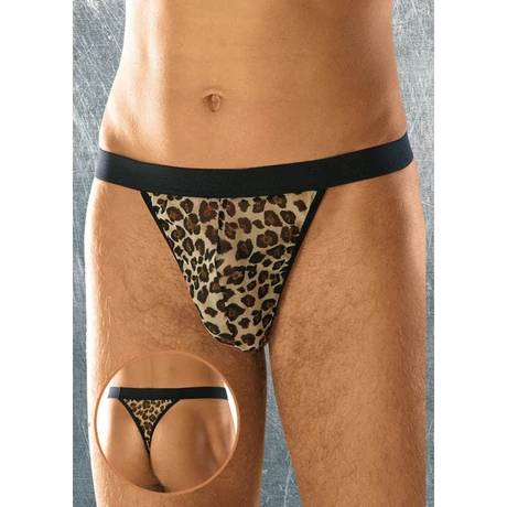 Softline - Thong 4457 - leopárd mintás férfi tanga (S/L)