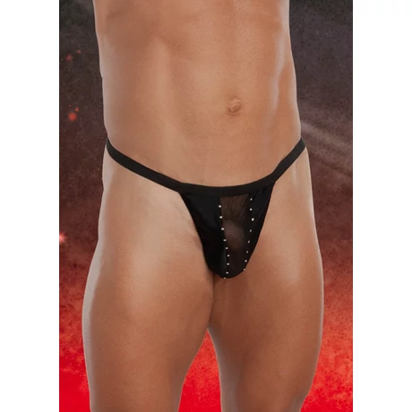 Softline - Thong 4484 - erotikus, köves férfi tanga (S/L) - fekete