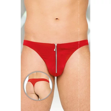Softline - Thongs 4501 - erotikus, cipzáras, férfi tanga (XL) - piros