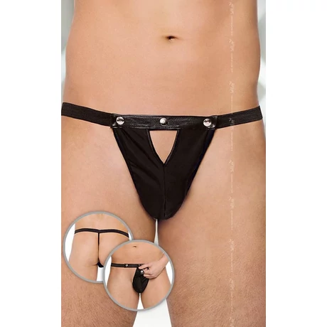 Softline - Thongs 4507 - erotikus, lenyitható férfi tanga (S/L) - fekete