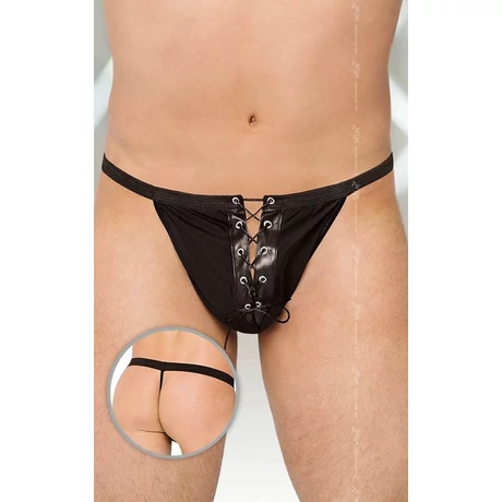 Softline - Thongs 4508 - erotikus, fűzős férfi tanga (S/L) - fekete