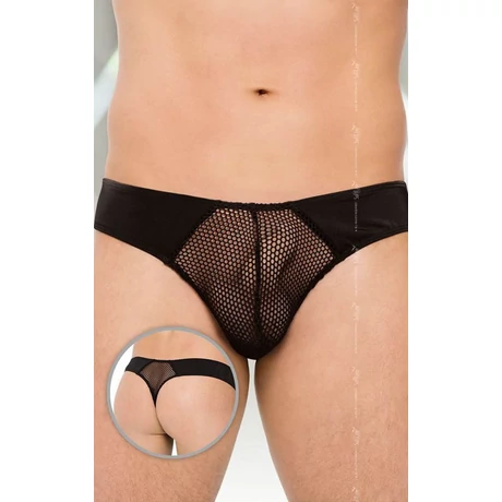 Softline - Thongs 4514 - erotikus, hálós férfi tanga (M/L) - fekete