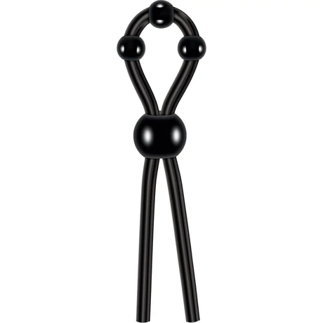 Zero Tolerance - Ultimate Silicone Lasso - állítható, gyöngyös péniszgyűrű (fekete)