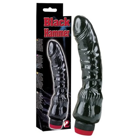 Orion - Black Hammer - élethű vibrátor csiklóizgatóval (22cm) - fekete