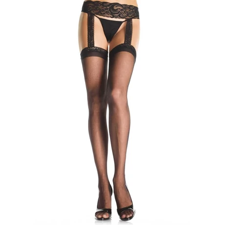 Leg Avenue - Sheer Thigh Highs - plus size harisnyatató (fekete)