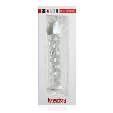 Lovetoy - 7&quot; Glass Romance - temperálható, gyöngyös üvegdildó (17,8) - áttetsző