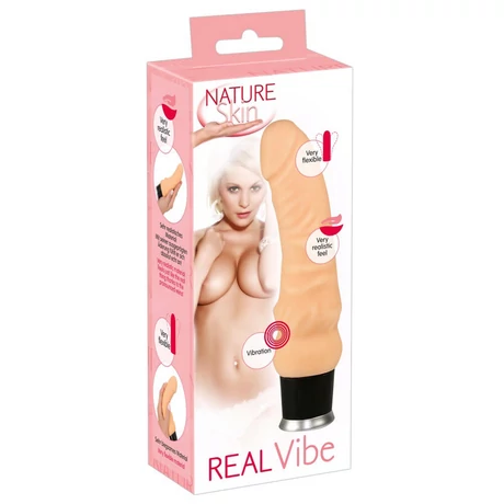 Nature Skin - Real Vibe - 8 funkciós, élethű vibrátor (18cm) - natúr