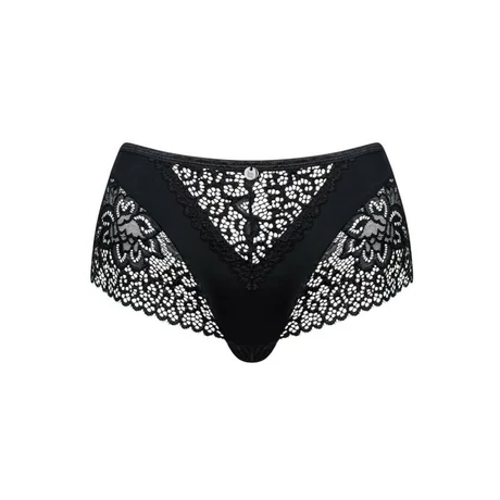 Obsessive - Cecilla Shorties - csipkével díszített bugyi (S/M) - fekete