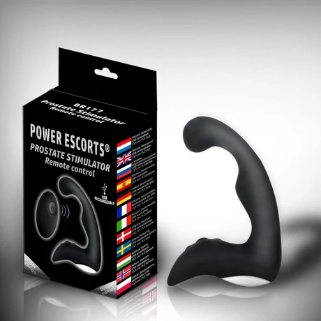 Power Escorts - Prostate Vibr Stimulator Remote Control - prémium, wireless prosztata és gát masszírozó (USB) - fekete