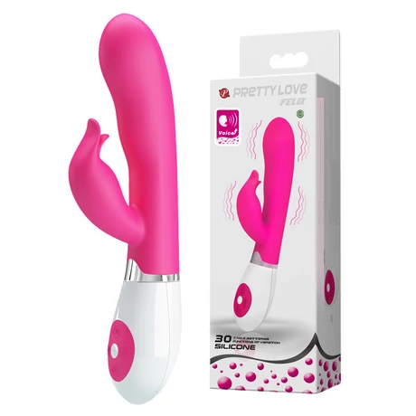 Pretty Love - Felix - 30 funkciós, hang vezérelt, csiklóizgató és G-pont vibrátor (20,5cm) - pink