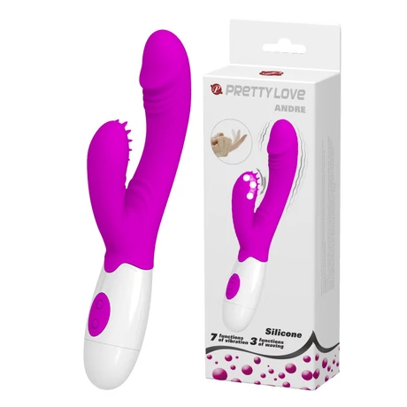Pretty Love - Andre - szilikon, 7+3 funkciós csiklóizgató és G-pont vibrátor (20cm) - lila