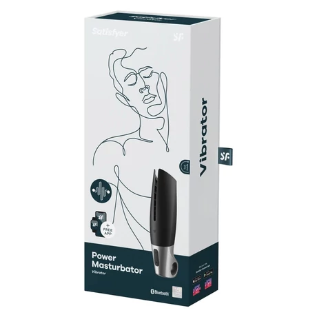 Satisfyer - Power Masturbator - prémium, websmart maszturbátor (USB) - fekete/ezüst