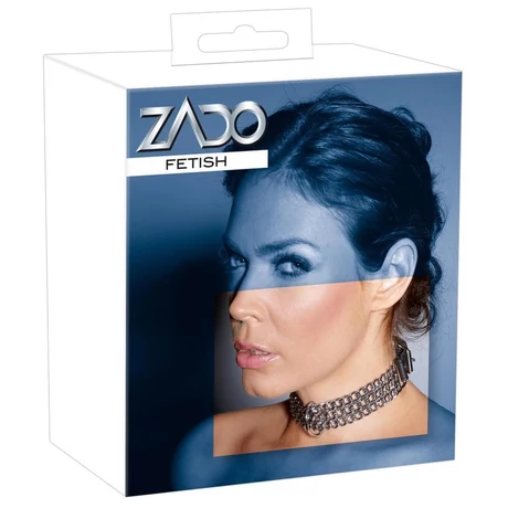 Zado - Leder Halsfessel Kette - állítható láncos nyakörv