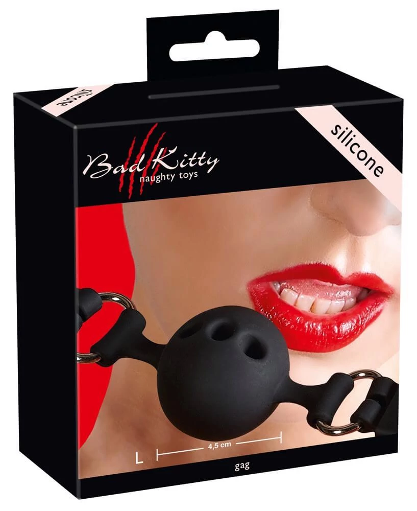 Bad Kitty - Naughty Toys - Gag Silicone - állítható szilikon szájpecek (fekete)