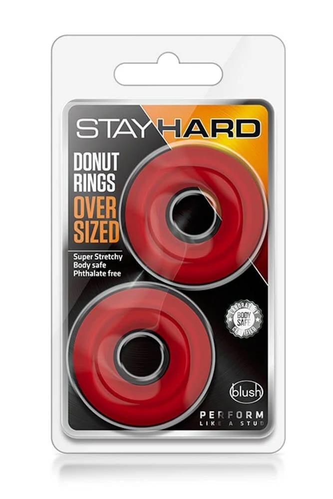 Blush - Stay Hard Donut Rings Oversized - extra vastag péniszgyűrű duó (piros)