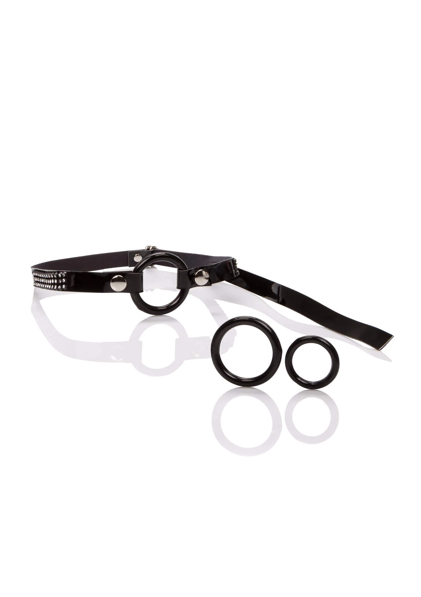Calexotics - Open Ring Gag - szájkarika cserélhető gyűrűkkel (3db/cs) - fekete
