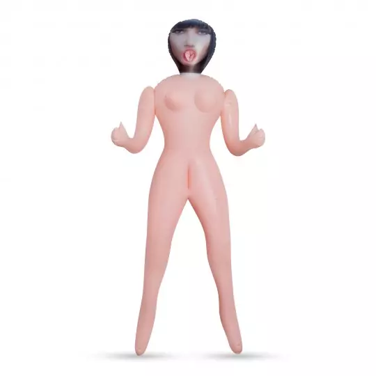 Crushious - Marie L'Apprentie Soubrette Inflatable Doll with Stroker - felfújható guminő 3 nyílással behelyezhető maszturbátorral (natúr)