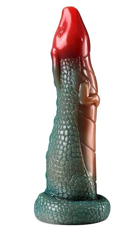 Passion Labs - Dildo Chinese Dragon cu Ventuza - sárkány alakú, rögzíthető dildó (19cm) - zöld/piros