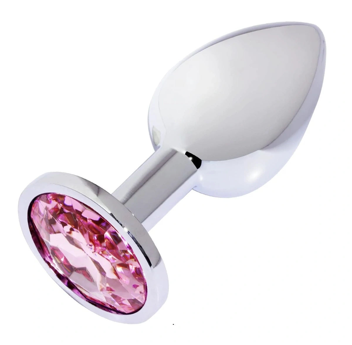 Passion Labs - Metallic Butt Plug - kisméretű, fém análdugó pink kristállyal (ezüst)