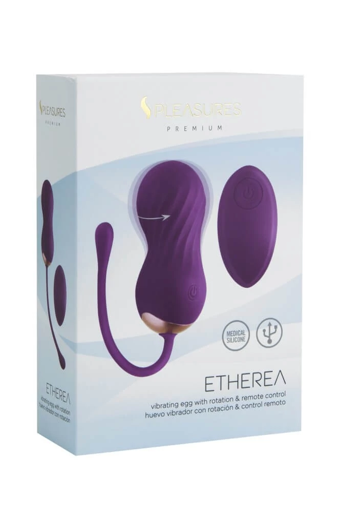 S-Pleasures - Etherea - 7 vibrációs és 7 rotáció funkciós, wireless vibrotojás dupla gömbbel (USB) - lila