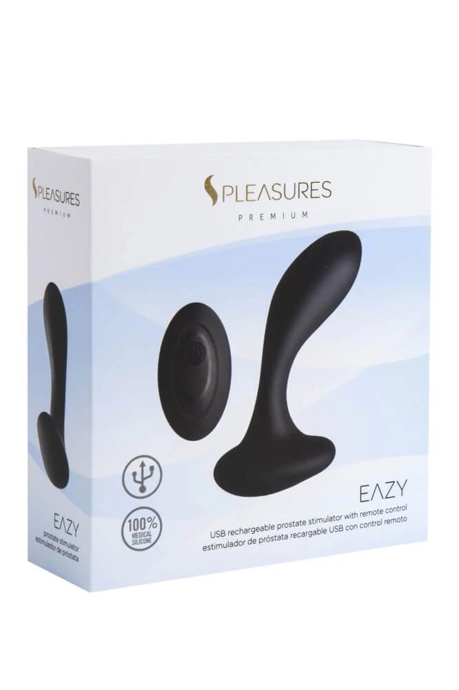 S Pleasures Premium - Eazy - 10 funkciós, wireless prosztata és gátmasszírozó vibrátor (USB) - fekete