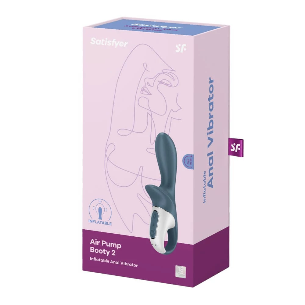 Satisfyer - Air Pump Booty 2 - prémium, 12 funkciós, tágítható análvibrátor (USB) - szürke