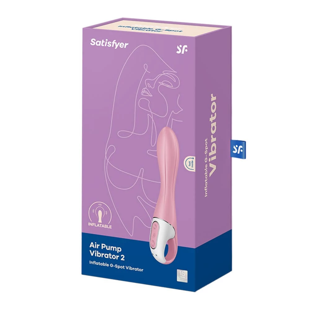 Satisfyer - Air Pump Vibrator 2 - prémium, 12 funkciós, tágítható G-pont vibrátor (USB) - halvány-piros