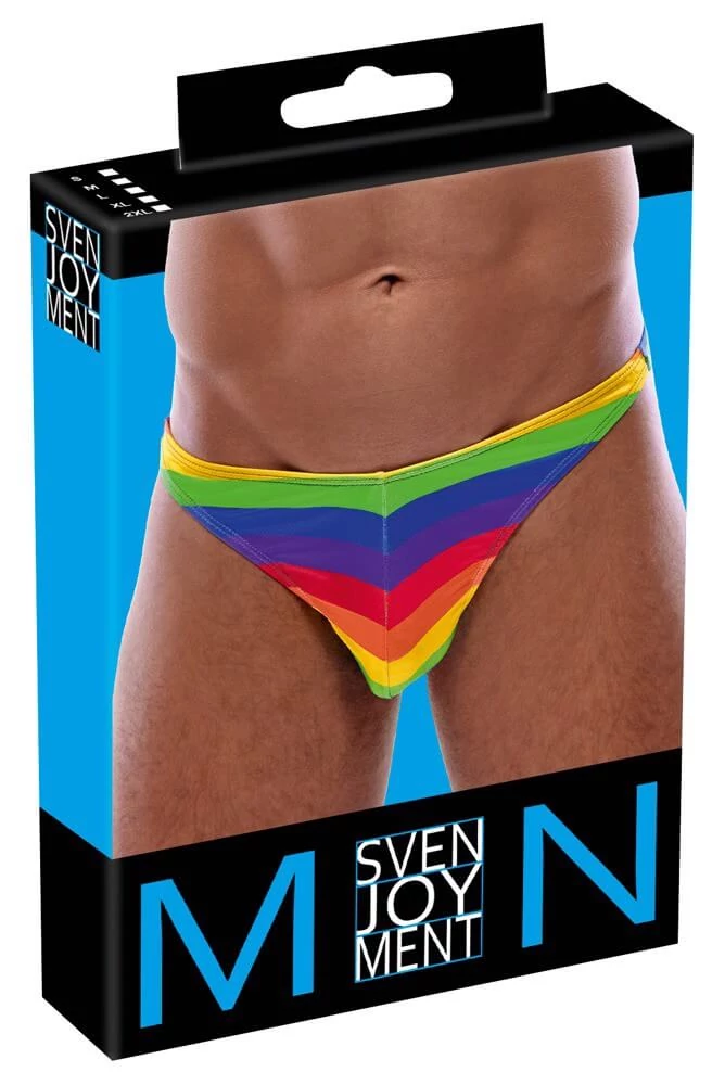 Svenjoyment - Men's Thong Rainbow - szivárvány színű férfi tanga (L)