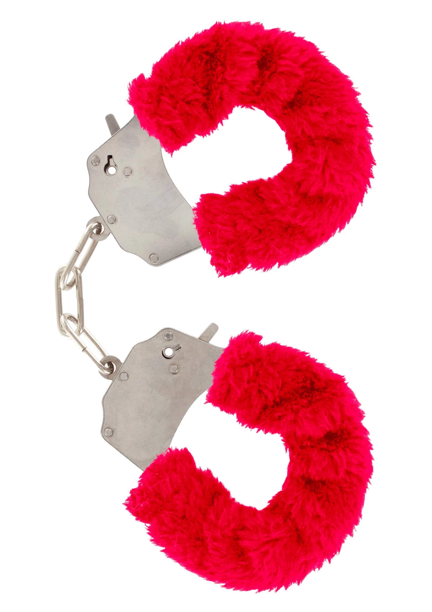 ToyJoy - Furry Fun Cuffs - fém bilincs piros plüss bevonattal 